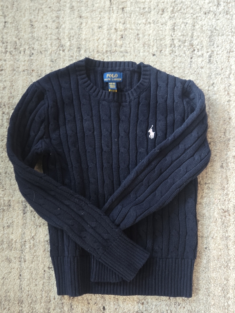 Polo by Ralph Lauren Men's Navy Cable Crewneck Sweater